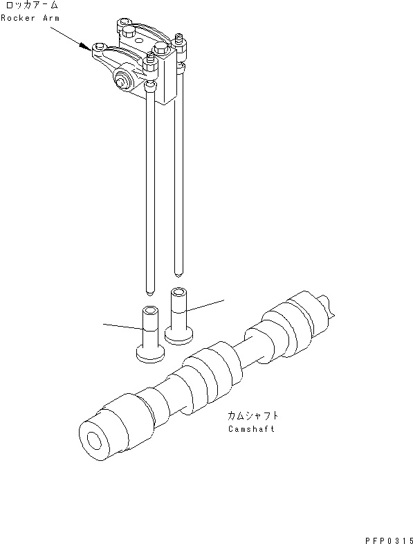 Komatsu parts book diagram for S6D102E-1AA S/N 21180000-UP: TAPPETS