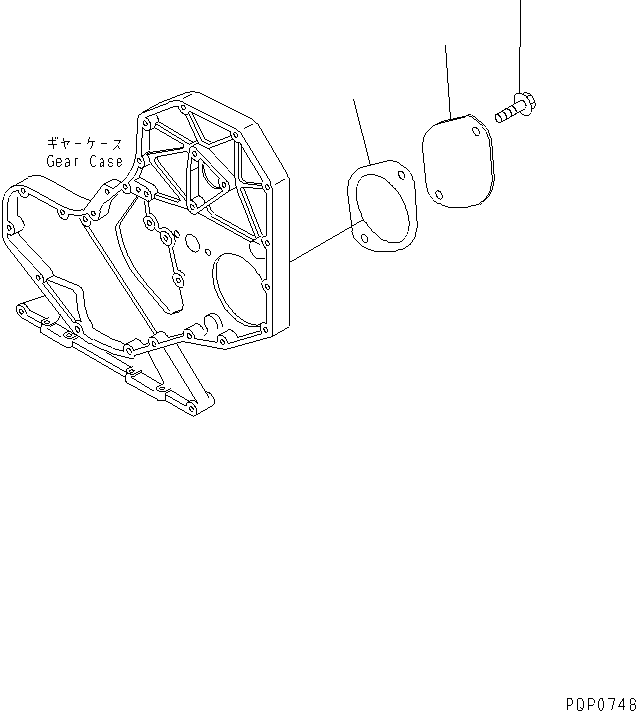 Komatsu parts book diagram for S6D102E-1AA S/N 21180000-UP: FRONT GEAR TRAIN COVER