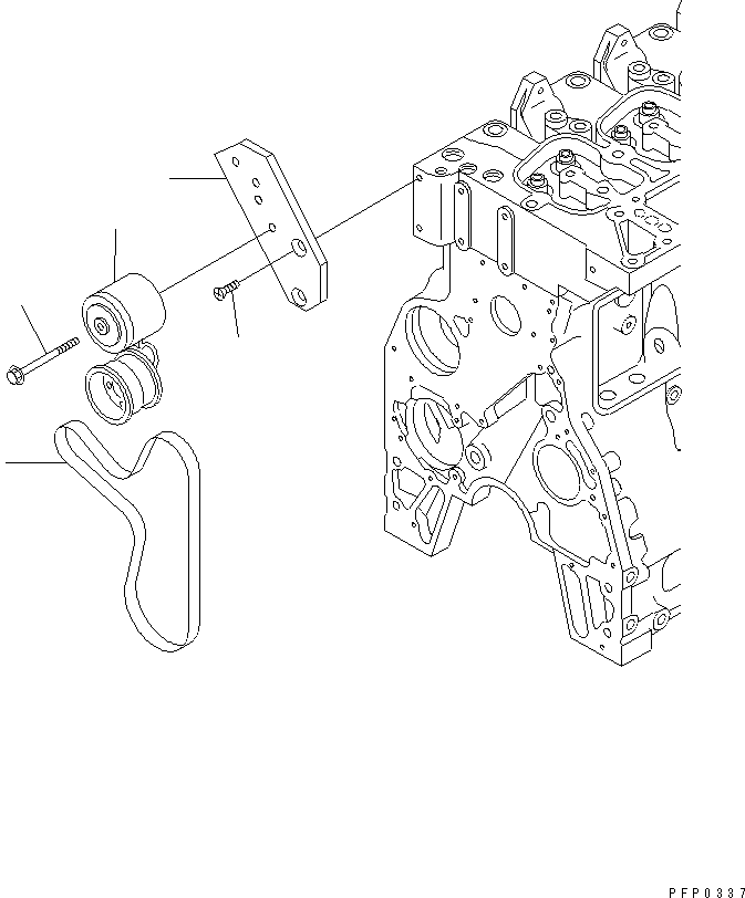 Komatsu parts book diagram for S6D102E-1AA S/N 21180000-UP: BELT TENSIONER(#21180000-21210556)