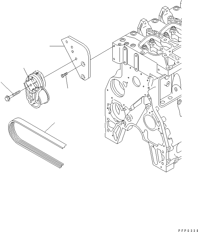 Komatsu parts book diagram for S6D102E-1AA S/N 21180000-UP: BELT TENSIONER(#21210557-)