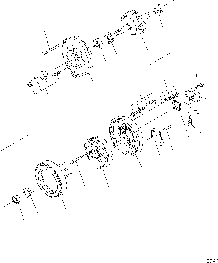 Komatsu parts book diagram for S6D102E-1AA S/N 21180000-UP: ALTERNATOR (40A) (INNER PARTS)(#21210557-)