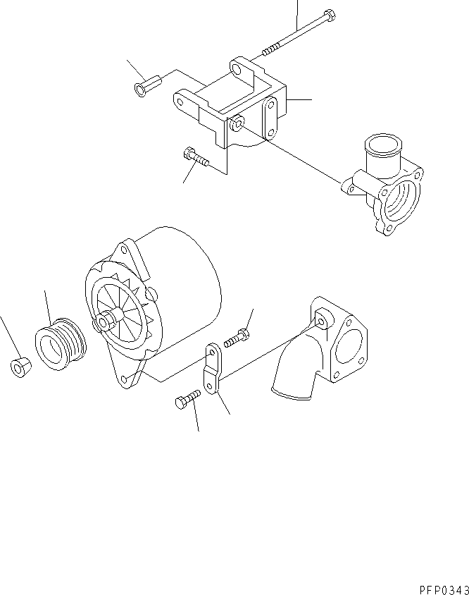 Komatsu parts book diagram for S6D102E-1AA S/N 21180000-UP: ALTERNATOR SUPPORT(#21210557-)