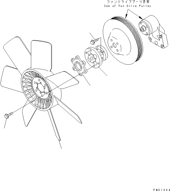 Komatsu parts book diagram for S6D102E-1W-D S/N 26200929-UP: COOLING FAN