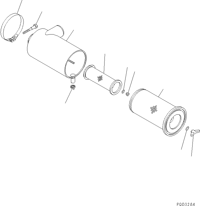 Engines Komatsu / S6D102E-1C-6C S/N 26200163-UP(s6d102oc) / AIR CLEANER (FORWARDED INDIVIDUALLY PARTS)(#26201318-26250233)(030140 : A1410-01B4A)