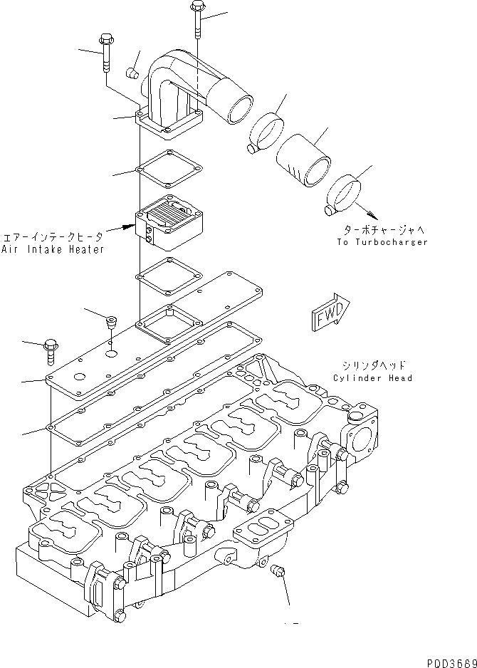 Engines Komatsu / S6D102E-1C-6C S/N 26200163-UP(s6d102oc) / AIR CONNECTOR(#26203240-)(030190 : A153S-01A2)