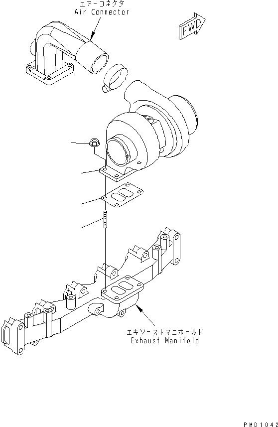 Engines Komatsu / S6D102E-1C-6C S/N 26200163-UP(s6d102oc) / TURBOCHARGER MOUNTING(#26200939-26232909)(030230 : A1539-01B0)