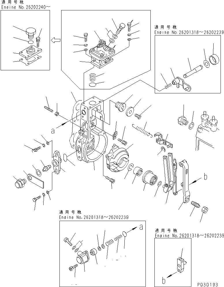 Engines Komatsu / S6D102E-1C-6C S/N 26200163-UP(s6d102oc) / FUEL INJECTION PUMP (GOVERNOR) (1/2) (INNER PARTS)(#26201318-)(031030 : A401P-04F2)
