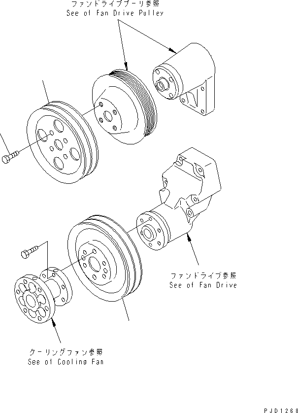 Engines Komatsu / S6D102E-1C-6C S/N 26200163-UP(s6d102oc) / FAN DRIVE PULLEY AND AIR CONDITIONER DRIVE PULLEY(#26201318-)(031380 : A5050-01A1)