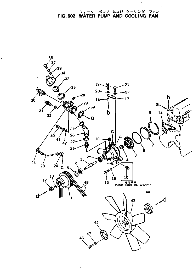 Engines Komatsu / S6D105-1G S/N 12124-UP(s6d1050c) / WATER PUMP AND COOLING FAN(150010 : 502)