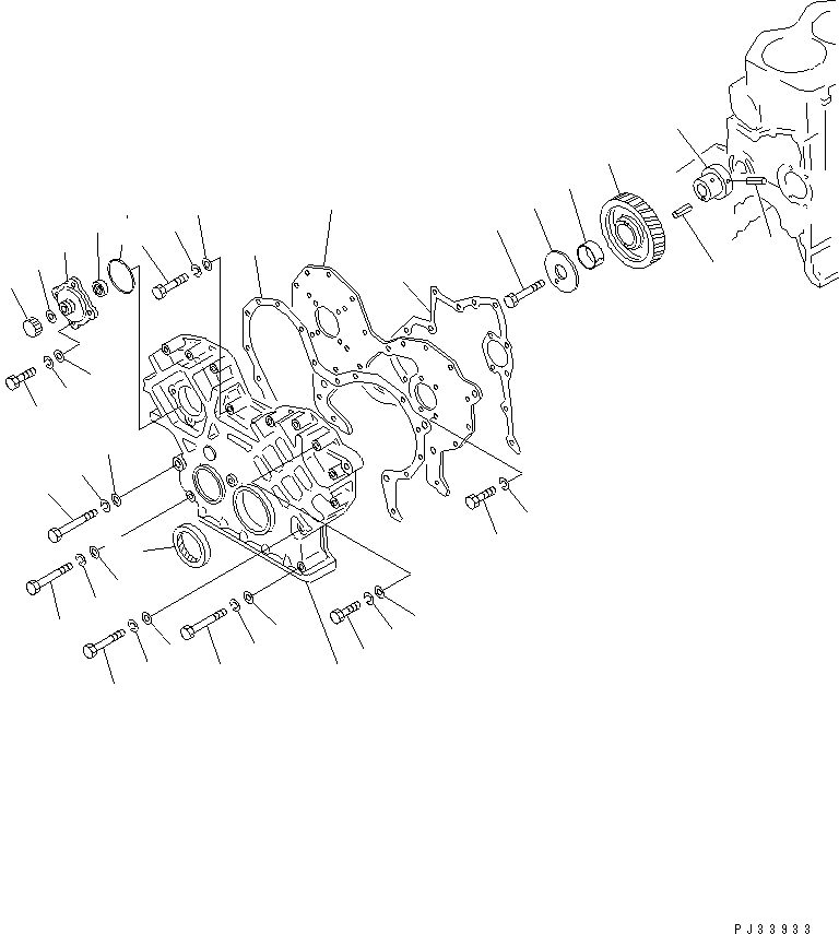 Engines Komatsu / S6D105-B-1A-5 S/N 61481-UP(s6d1050r) / FRONT COVER AND GEAR(060020 : 0205)