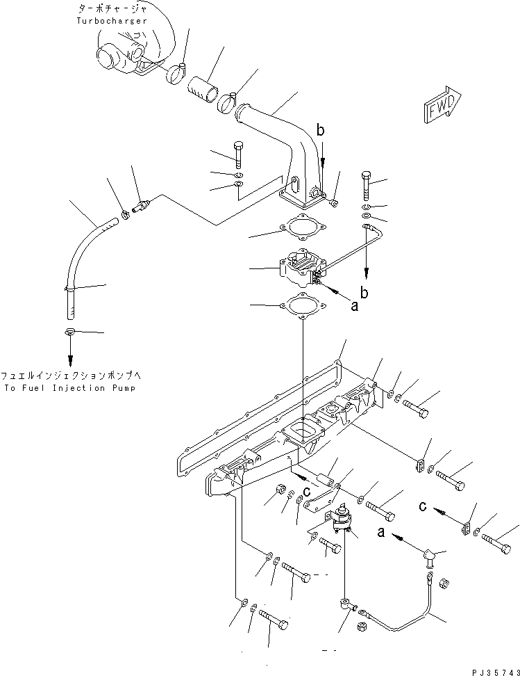 Engines Komatsu / S6D105-1AH S/N 94066-UP(s6d1056r) / AIR INTAKE MANIFOLD AND CONNECTION(030040 : 0131)