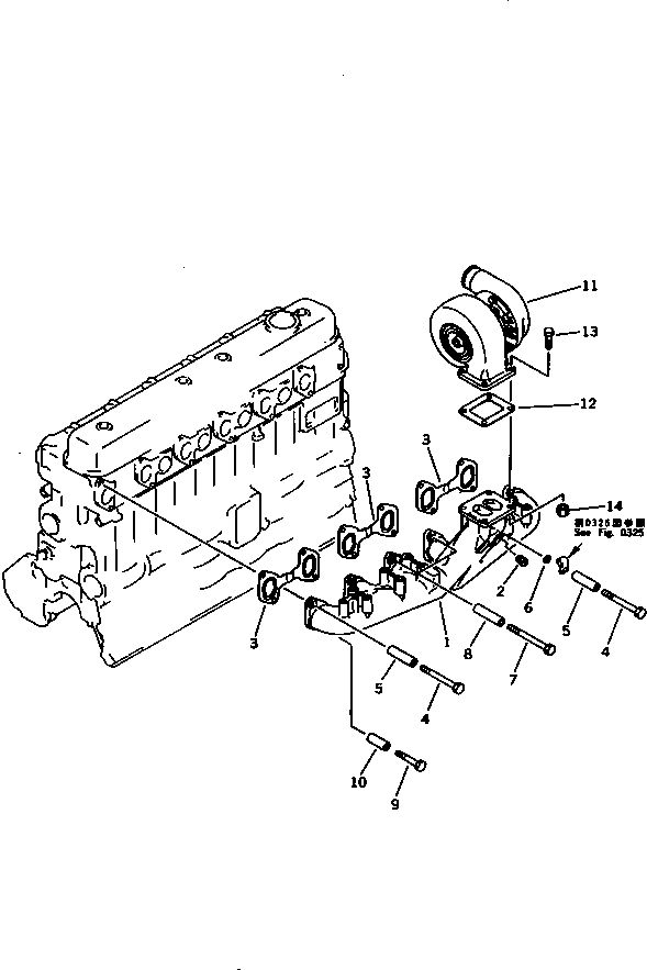 Engines Komatsu / S6D105-1AH S/N 94066-UP(s6d1056r) / EXHAUST MANIFOLD AND TURBOCHARGER(030070 : 0151)