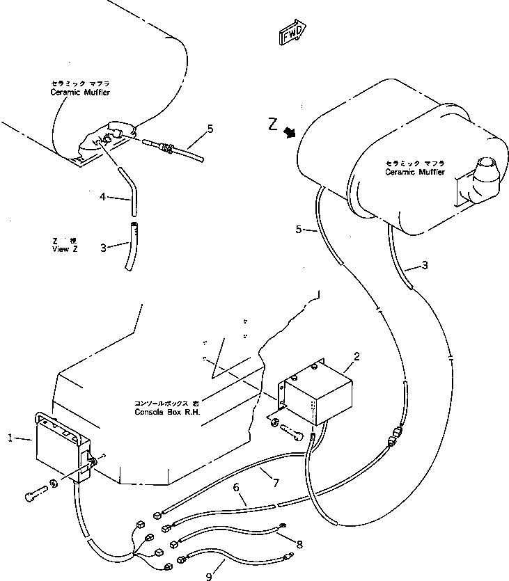Engines Komatsu / S6D105-1AH S/N 94066-UP(s6d1056r) / MUFFLER RELATED PARTS (TUNNEL SPEC. WITH CERAMIC MUFFLER)(#109178-)(030110 : 0165)