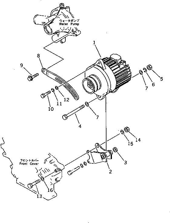 Engines Komatsu / S6D105-1AH S/N 94066-UP(s6d1056r) / ALTERNATOR AND MOUNTING (35A) (DRIP-PROOF TYPE)                  (BRACKET MOUNTING TYPE)(180030 : 0604)