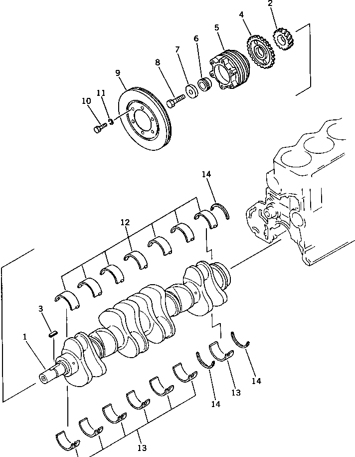 Engines Komatsu / S6D105-1X S/N 63244-UP(s6d105hc) / CRANKSHAFT(060080 : 0232)