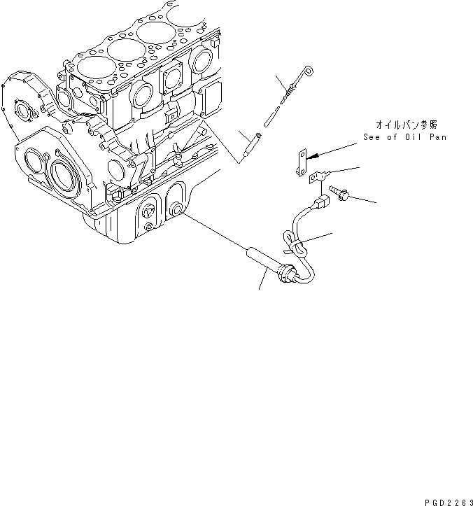 Komatsu parts book diagram for S6D108-1G-6 S/N 10001-UP: OIL LEVEL GAUGE AND HEATER (COLD TERRAIN SPEC.)(#20101-)