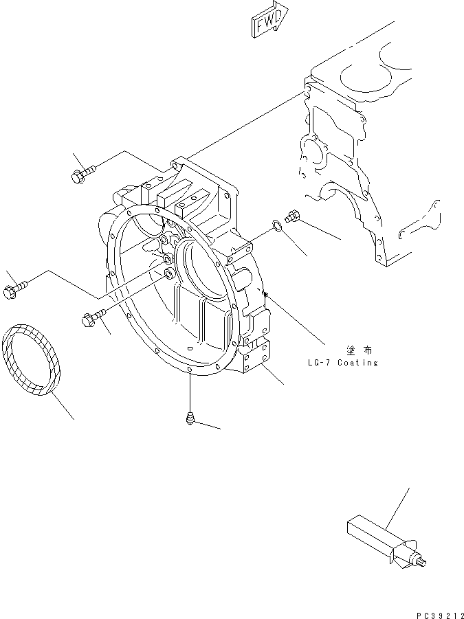 Komatsu parts book diagram for S6D108-1G-6 S/N 10001-UP: FLYWHEEL HOUSING(#15614-)
