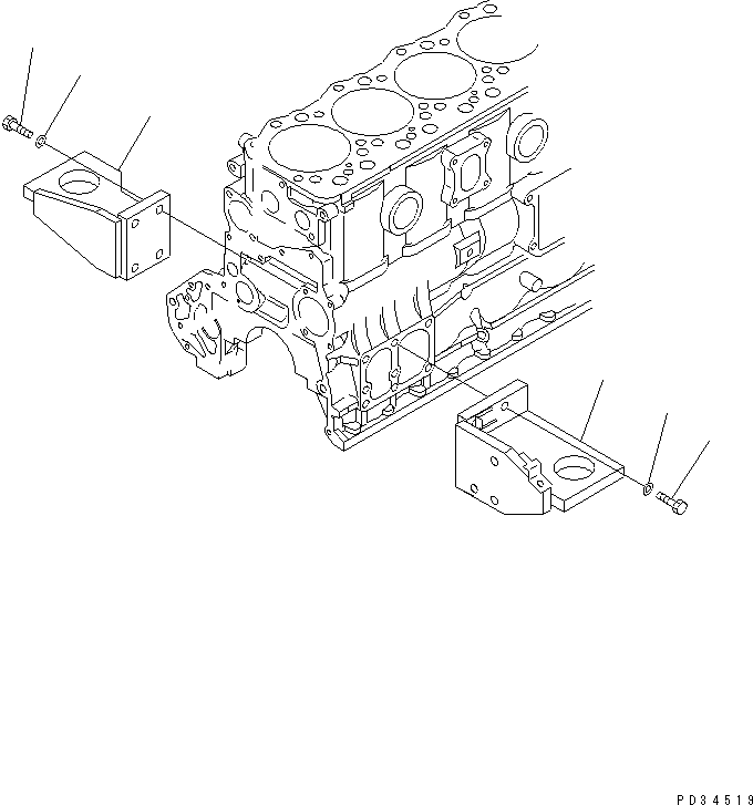 Komatsu parts book diagram for S6D108-1G-6 S/N 10001-UP: ENGINE MOUNTING(#20739-)