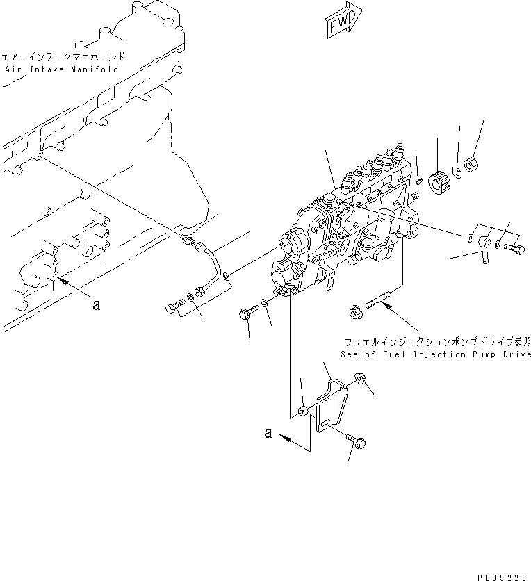 Komatsu parts book diagram for S6D108-1G-6 S/N 10001-UP: FUEL INJECTION PUMP MOUNTING(#15614-)