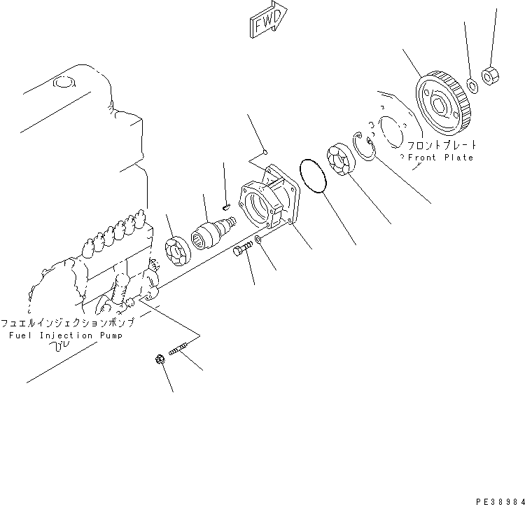 Komatsu parts book diagram for S6D108-1G-6 S/N 10001-UP: FUEL INJECTION PUMP DRIVE