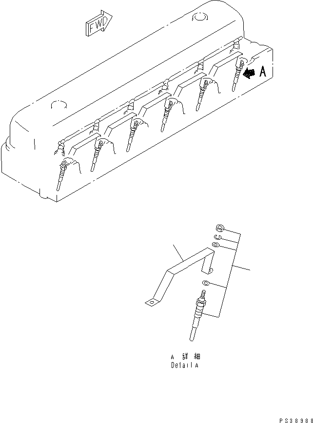 Komatsu parts book diagram for S6D108-1G-6 S/N 10001-UP: GLOW PLUG (WITH LEAD)