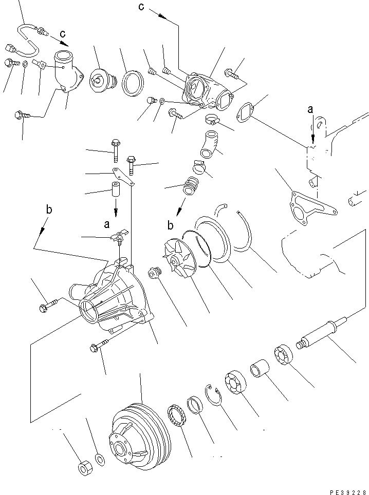 Komatsu parts book diagram for S6D108-1G-6 S/N 10001-UP: WATER PUMP(#19433-)