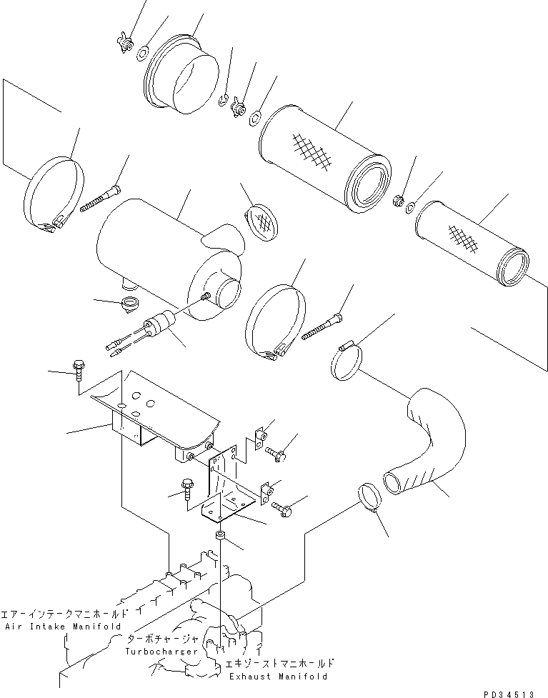 Komatsu parts book diagram for S6D108E-2A-N6 S/N 19030-UP: AIR CLEANER(#21560-25502)