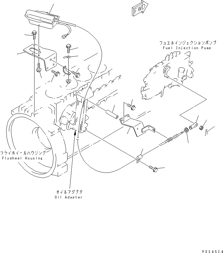 Komatsu parts book diagram for S6D108E-2A-N6 S/N 19030-UP: ENGINE STOP MOTOR(#21560-24142)