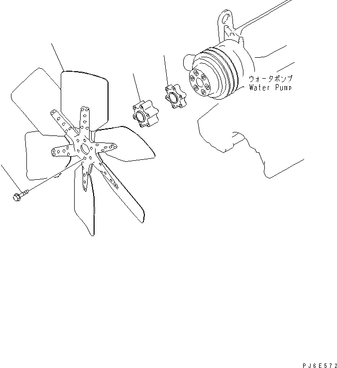 Komatsu parts book diagram for S6D108E-2A-N6 S/N 19030-UP: COOLING FAN(#35928-)