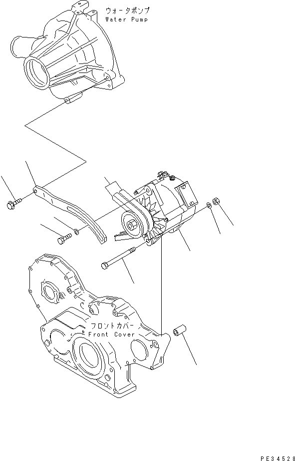 Komatsu parts book diagram for S6D108E-2A-N6 S/N 19030-UP: ALTERNATOR MOUNTING (75A)(#21560-)