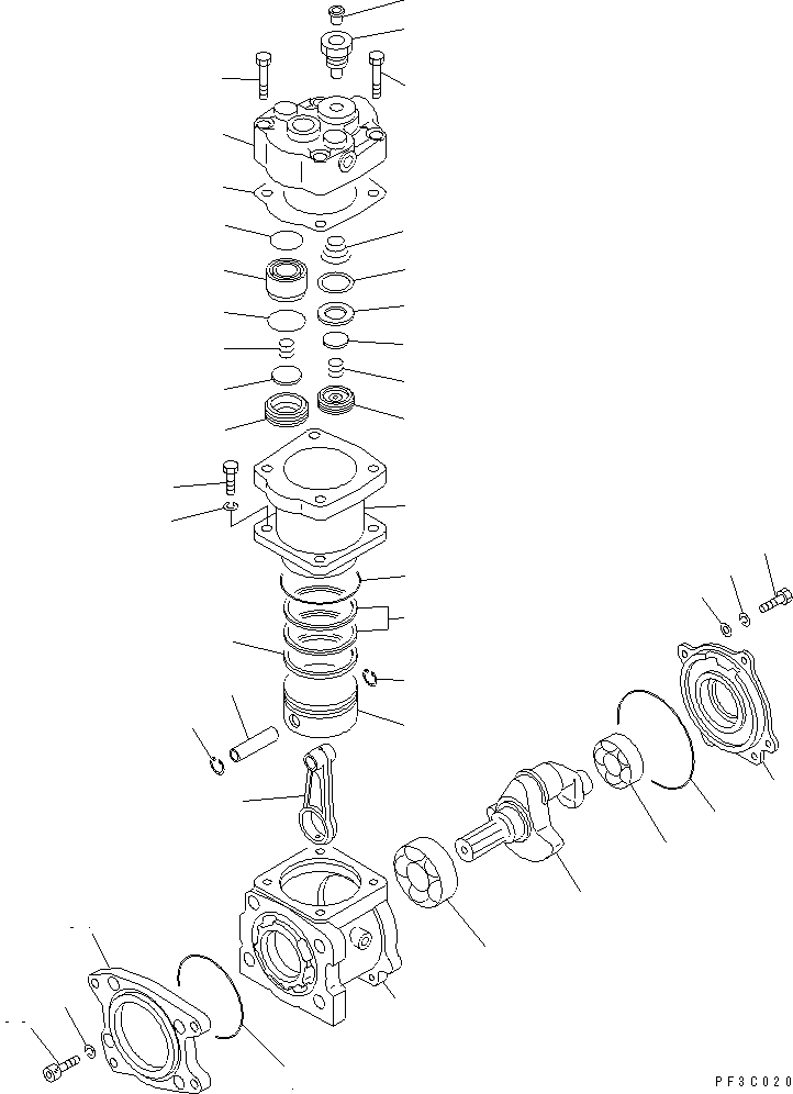 Komatsu parts book diagram for S6D108E-2A-N6 S/N 19030-UP: AIR COMPRESSOR (INNER PARTS)(#30009-)