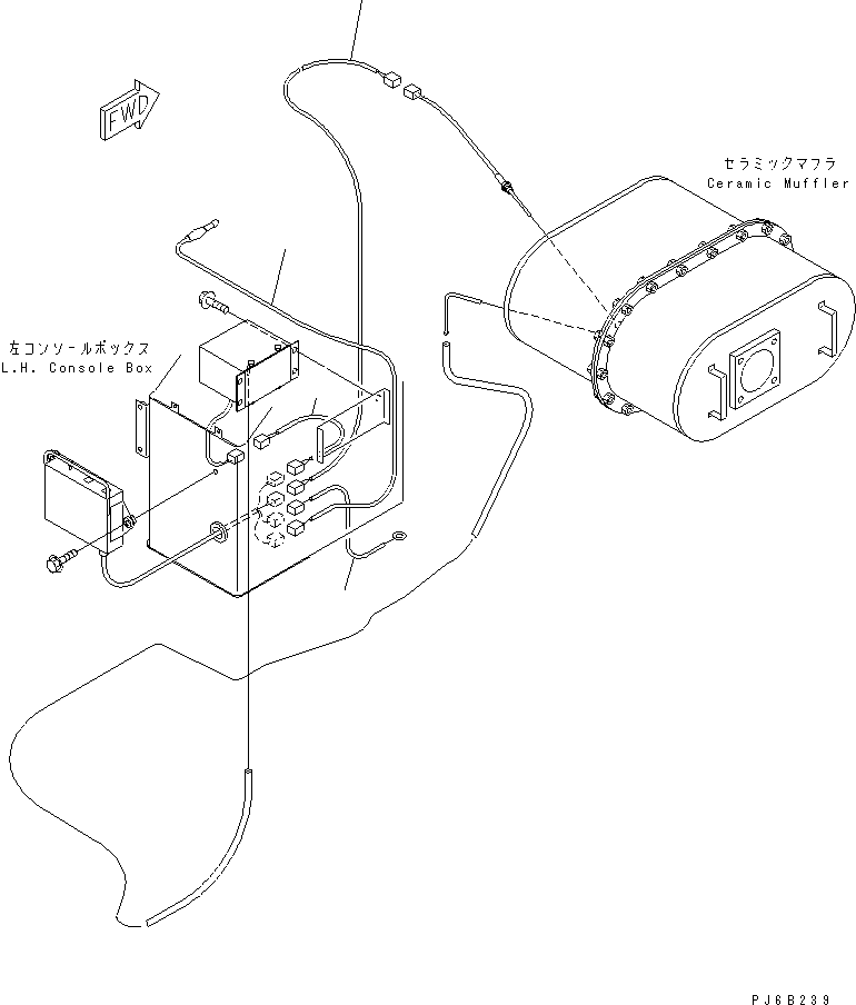 Komatsu parts book diagram for S6D108E-2A-N6 S/N 19030-UP: CERAMIC MUFFLER RELATED PARTS (WIRE HARNESS) (TUNNEL SPEC.)(#32610-)
