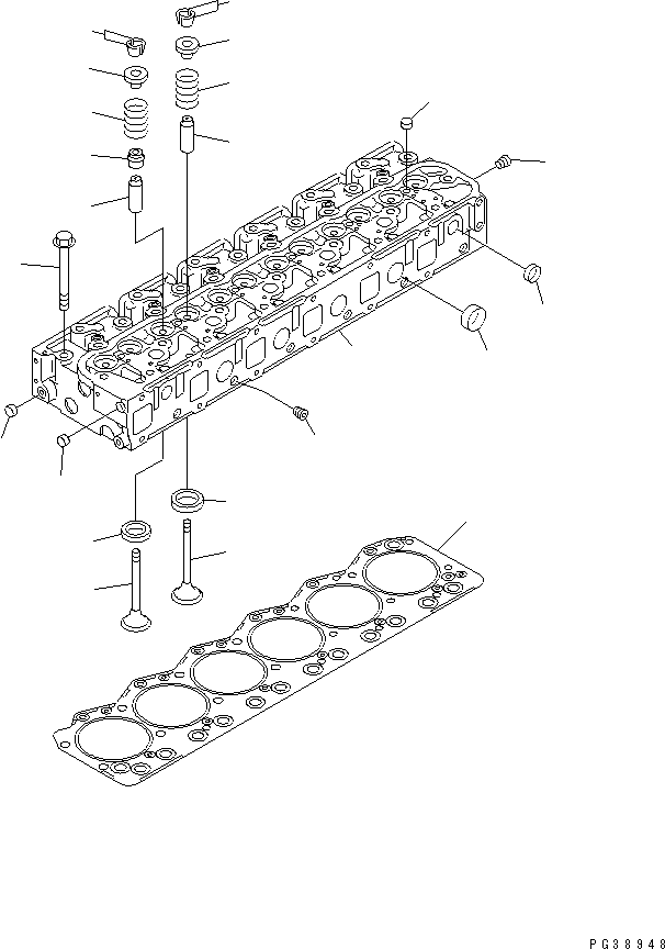 Komatsu parts book diagram for S6D108-1C-6 S/N 10001-UP: CYLINDER HEAD