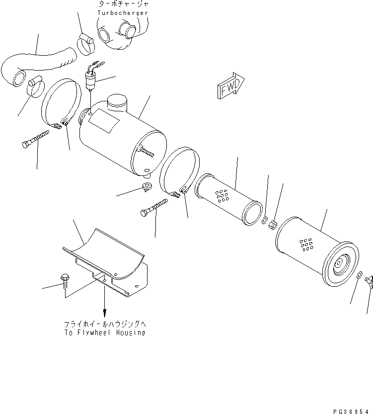 Komatsu parts book diagram for S6D108-1C-6 S/N 10001-UP: AIR CLEANER (DOUBLE ELEMENT TYPE)