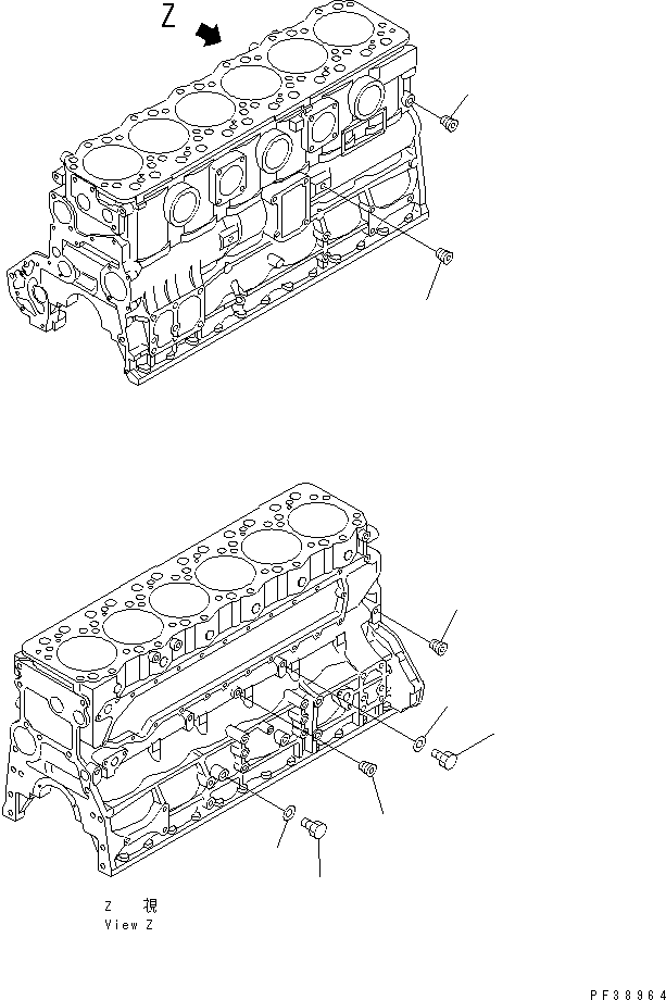 Komatsu parts book diagram for S6D108-1C-6 S/N 10001-UP: CYLINDER BLOCK BLIND PLUG