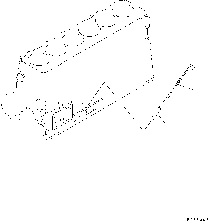Komatsu parts book diagram for S6D108-1C-6 S/N 10001-UP: OIL LEVEL GAUGE