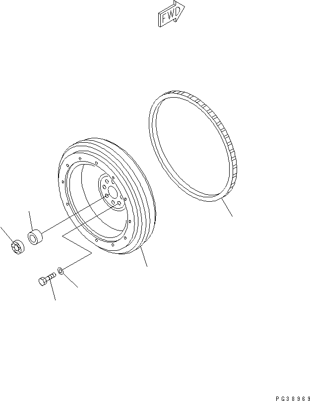 Komatsu parts book diagram for S6D108-1C-6 S/N 10001-UP: FLYWHEEL