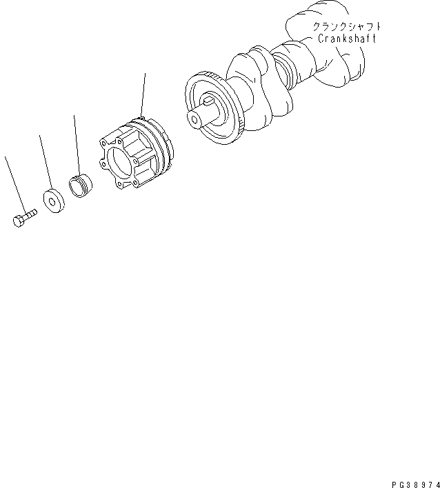 Komatsu parts book diagram for S6D108-1C-6 S/N 10001-UP: CRANK PULLEY