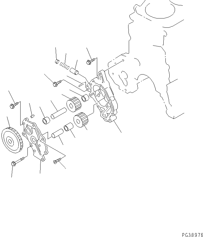 Komatsu parts book diagram for S6D108-1C-6 S/N 10001-UP: OIL PUMP