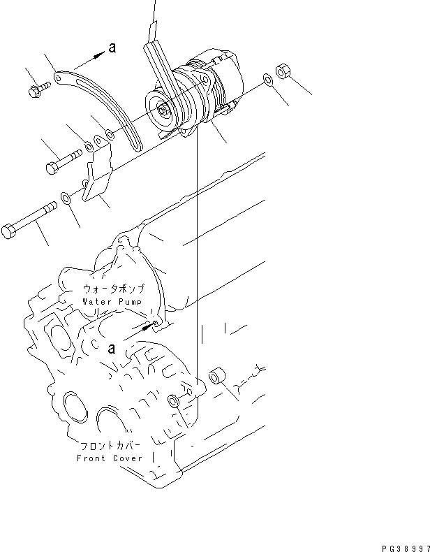 Komatsu parts book diagram for S6D108-1C-6 S/N 10001-UP: ALTERNATOR MOUNTING (25A)