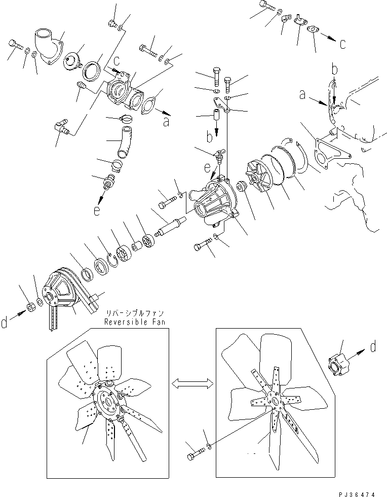 Engines Komatsu / S6D110-1A S/N 50195-UP(s6d110-c) / WATER PUMP AND COOLING FAN (EXCEPT JAPAN) (COLD TERRAIN SPEC.)(#55001-)(150030 : 0504)