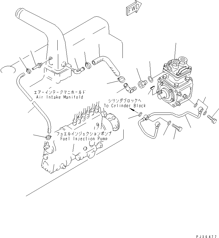 Engines Komatsu / S6D110-1A S/N 50195-UP(s6d110-c) / AIR COMPRESSOR AND PIPING(210010 : 0704)