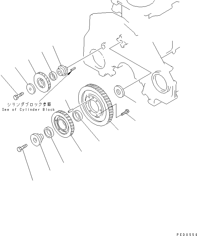 Komatsu parts book diagram for S6D125E-2H S/N 60863-UP: IDLER GEAR
