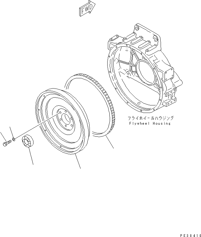 Komatsu parts book diagram for S6D125E-2H S/N 60863-UP: FLYWHEEL (NOISE SUPPRESSION SPEC.)(#61582-)