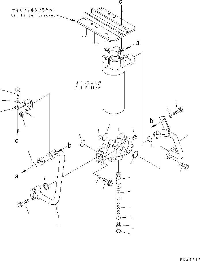 Komatsu parts book diagram for S6D125E-2H S/N 60863-UP: OIL ADAPTER(#61582-)