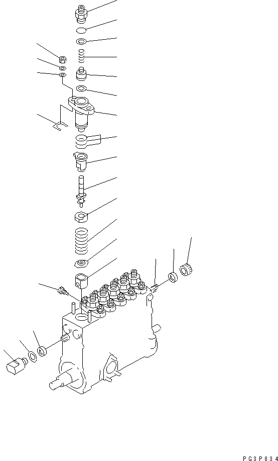Komatsu parts book diagram for S6D125E-2H S/N 60863-UP: FUEL INJECTION PUMP (PUMP) (2/2) (INNER PARTS)(#61659-)