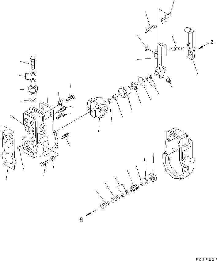 Komatsu parts book diagram for S6D125E-2H S/N 60863-UP: FUEL INJECTION PUMP (GOVERNOR) (1/2) (INNER PARTS)(#61659-)