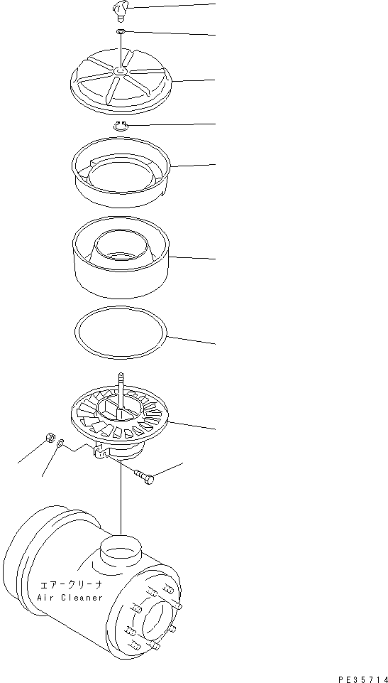 Komatsu parts book diagram for S6D125E-2H S/N 60863-UP: PRE-CLEANER(#80455-)