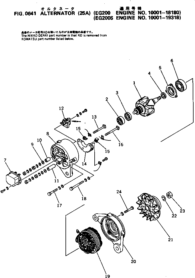 Engines Komatsu / S6D125-1K S/N 10001-UP(s6d1203c) / ALTERNATOR (25A)(#10001-18180)(180040 : 0641)