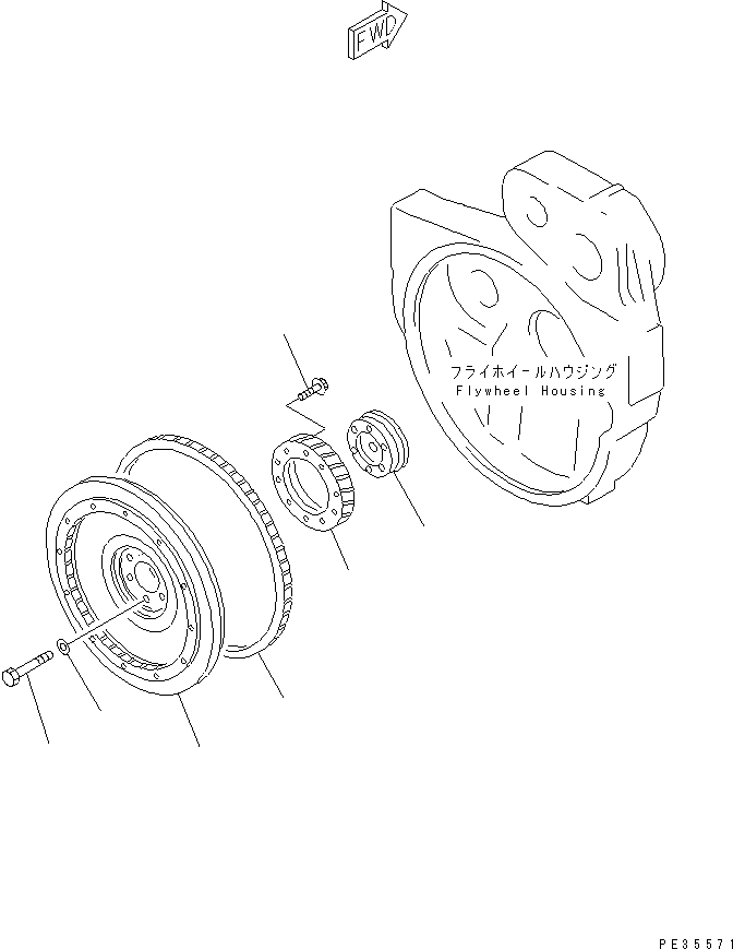 Komatsu parts book diagram for S6D125E-2C-6 S/N 60721-UP: FLYWHEEL(#60863-)